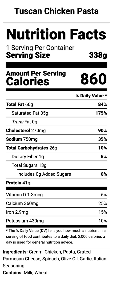 Tuscan Chicken Pasta