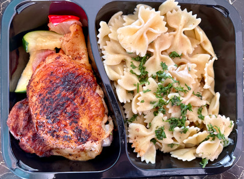 Cajun-Spiced Chicken Thigh with Farfalle Pasta & Seasonal Vegetables