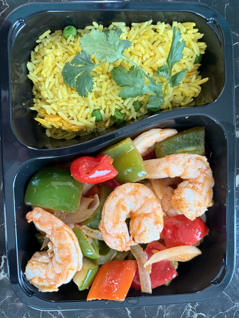 Tex- Mex Shrimp Fajitas with rice
